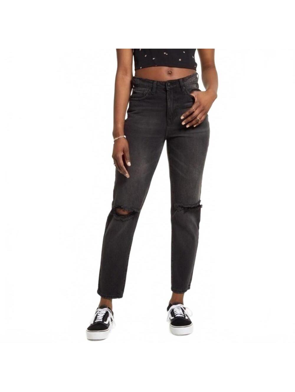 BP Ripped High Waisted Mom Jeans Black Distressed Wash Size 25